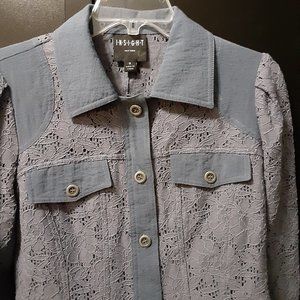 INSIGHT Women's Purple Jacket with Floral Design Size 8